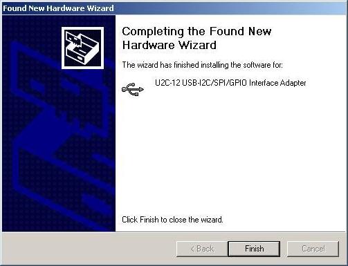 The “Found New Hardware Wizard" completing window